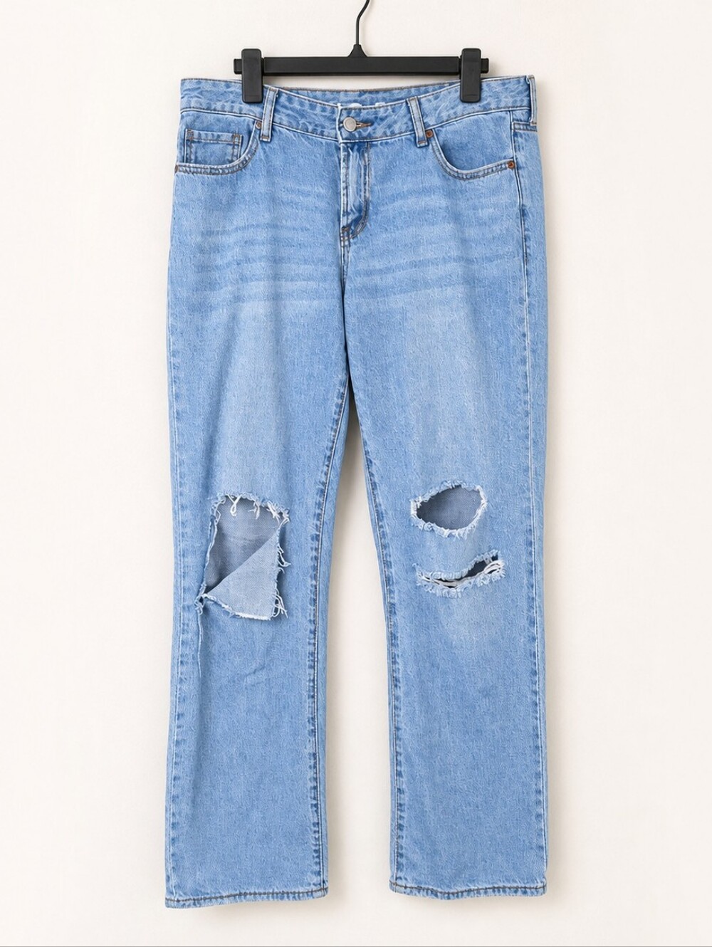 SONG Jeans Women's Light Blue Distressed Boyfriend Low Rise Size 13 31